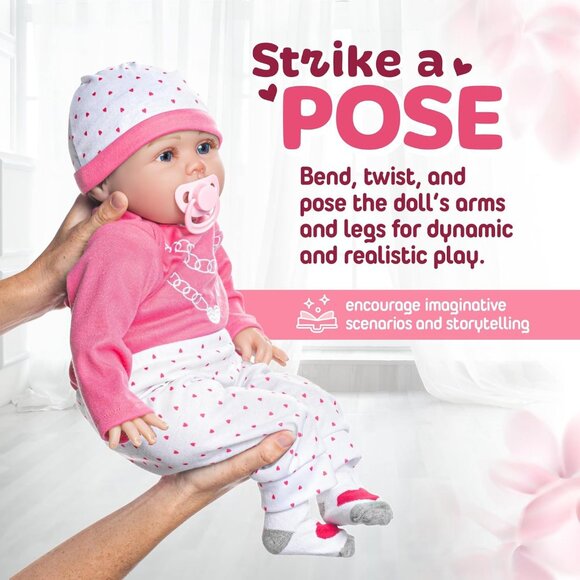 🆕22inch Full Cloth Body With Vinyl Limbs Baby Doll Lila Heart Reborn Baby Girl - Picture 7 of 9